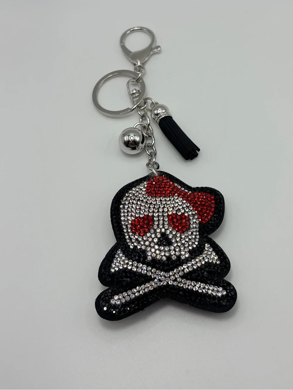 Crystal Skull & Crossbones Keychain Charm